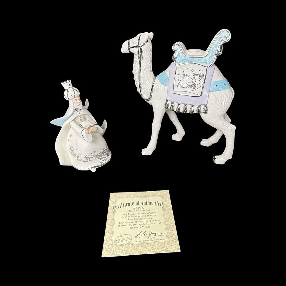 Hawthorne Village Silver Blessings Nativity King Melchior & Faithful Camel 2004